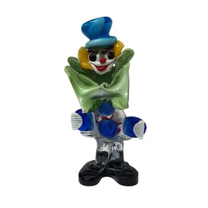 Blown Glass 8" Clown Figurine Whimsical Circus Decor Colorful Collectible - Picture 1 of 8