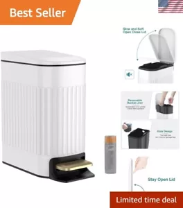 6 Liter/1.6 Gallon Bathroom Trash Can with Lid,Slim Rectangular Garbage Can w... - Picture 1 of 8