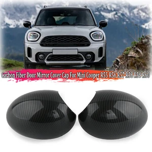 2x Carbon Fiber Door Mirrors Cover Caps For Mini Cooper R55 R56 R57 R58  R60 ABS - Picture 1 of 12