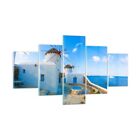 Wandbilder 125x70cm 5 tlg Glasbild Griechenland Insel K�ste Haus Bilder