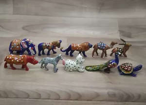 Juego de 10 estatuas de animales de metal esculturas pintadas a mano elefantes, camellos, caballos y vacas - Imagen 1 de 3