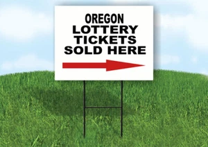 OREGON STATE LOTTERY TICKETS RIGHT ARROW Yard Sign w Stand LAWN SIGN Single - Picture 1 of 5