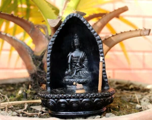 Terracotta Shakya Muni Buddha Cave Incense Holder - Picture 1 of 9