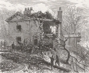 LONDON. Regent's Canal Explosion. Parkwächterhaus 1874 alter antiker Druck - Bild 1 von 1