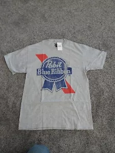 PABST BLUE RIBBON BEER GRAY DISTRESSED COTTON BLEND GRAPHIC T-SHIRT Medium New - Picture 1 of 17