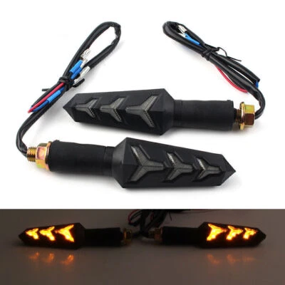 10mm Motorcycle Black LED Blinker Turn Signal Indicator Amber Lamp Universal - Image 1 of 4