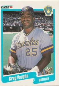 Greg Vaughn 1990 Fleer #339 Milwaukee Brewers MLB Card Free Shipping - Picture 1 of 2