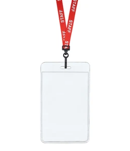 Rosso Staffa Id Cordicella Collana Plastica Clip & Verticale Badge Carta - Foto 1 di 3