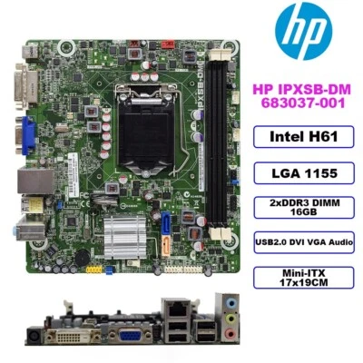 HP IPXSB-DM Mainboard Mini-ITX Intel H61 LGA1155 DDR3 16GB VGA DVI 683037-001 - Bild 1 von 4