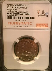 2017 S $1 NGC SP 70 Sacagawea $1 Enhanced DENVER ANA Releases Highest NGC Grade - Picture 1 of 1