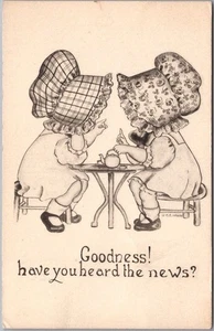 1913 SUNBONNET GIRLS Greetings Postcard "Goodness! Have You Heard the News" - Picture 1 of 2