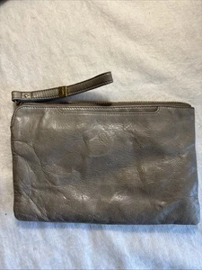HOBO Leder Handgelenktasche Geldbörse Clutch Geldbeutel Tasche Taupe Reißverschluss - Bild 1 von 6