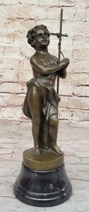Signierte Trägerin Belleuse Junge betend Ha Statue Figur Bronze Skulptur Figur - Bild 1 von 10