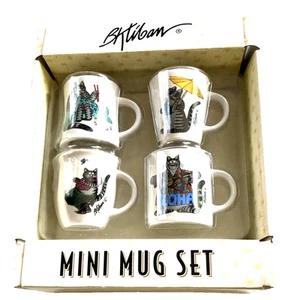 Juego de mini taza vintage Kliban Cat juego de 4 piezas gatos y más formas diferentes NUEVO - Imagen 1 de 7