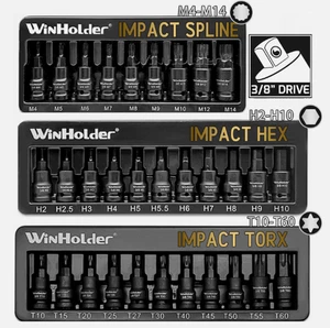 31X 3/8" Impact Hex Torx Spline Bit Sockets Short Reach Multi-Bit Allen Star Set - Picture 1 of 12