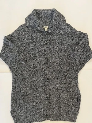 Cardigã de malha 100% algodão tamanho grande L L feijão preto e branco - Imagem 1 de 4