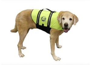 Paws Aboard 1500 (L Large) - Safety Neon Yellow Nylon Dog Life Jacket - Picture 1 of 9