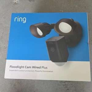 New Ring Floodlight Cam Wired Plus Outdoor Camera Black  - Picture 1 of 6