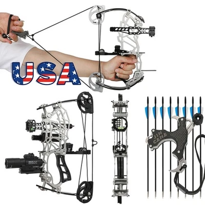 Juego de flechas de arco mini compuesto de 13" 15-32 lb arco de tiro con arco de eje corto de caza diestro derecho izquierdo Foto 1 de 4