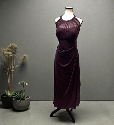 David's Bridal Plum Long Bridesmaid Or Party Dress Sheer Bodice Women's Size 14 - Image 1 of 4