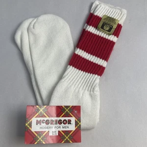 Calcetines tubo para hombre años 80 NOS DE COLECCIÓN McGregor blanco rojo rayas 9-15 EE. UU. algodón nailon - Imagen 1 de 4