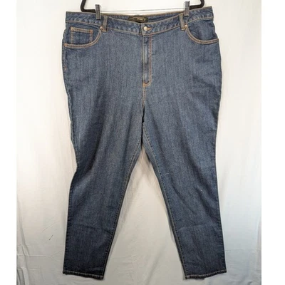 Jeans jeans Venezia clássico feminino tamanho 24 alto azul perna reta algodão elastano - Imagem 1 de 4