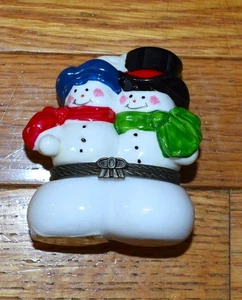 Vintage Schneemänner Schmuckschatulle aufklappbar Urlaub Schneemann Dekor Porzellan - Bild 1 von 3