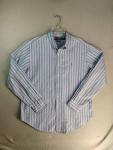 Polo Ralph Lauren Mens Shirt XL Blue Striped Classic Fit Long Sleeve Button Down - Picture 1 of 11