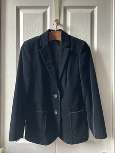 Marks & Spencer - Women’s Black Velvet Open Front Blazer Jacket - Size 12 - Picture 1 of 4