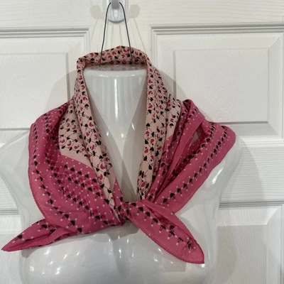 Vintage Totes Rain Scarf Water Repellent 25" Square Pink Umbrella Print - Image 1 of 4