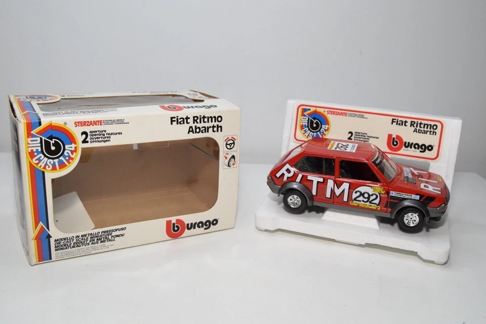 B74 1:24 BBURAGO BURAGO 0158 158 FIAT ABARTH RHYTHM RALLY RICAMBI ROSSO MIB - Immagine 1 di 4