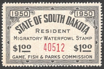 Mimt 1950 Scott #2** South Dakota Duck Stamp, cv $1,200 - Image 1 of 3