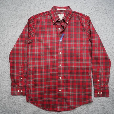 LL Bean Shirt Mens S Red Plaid NWT Slightly Fitted Wrinkle Free Cotton Christmas - Image 1 of 4