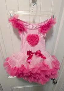 Popatu Girls Pink Tutu Dress 12 month Valentines Easter Holiday Birthday Party - Picture 1 of 7