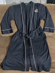 Accappatoio da bagno vintage Polo Ralph Lauren cotone con cintura medio nero/bianco - Foto 1 di 9