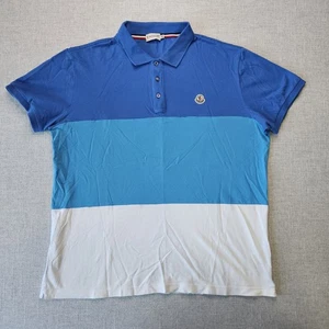 Moncler Poloshirt Herren XXL 2XL Kurzarm Blau Weiß Colorblock Logo - Bild 1 von 10