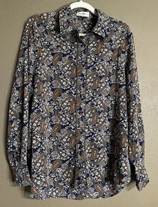 NATURAL LIFE braun geblümt Western Druckknopf Langarmshirt Damengröße Large " - Bild 1 von 6