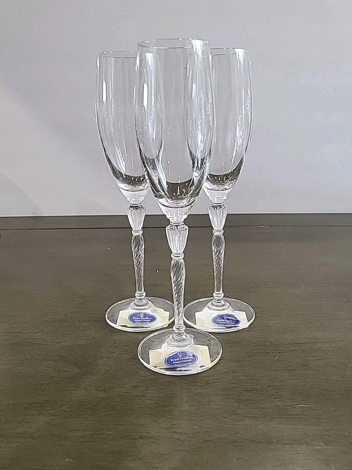 Copas de flautas de champán Royal Doulton Oxford platino (juego de 3) Foto 1 de 4