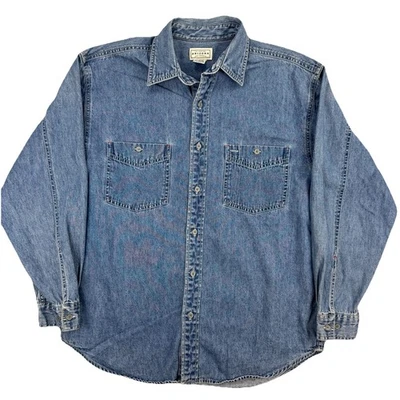 Camisa Denim Arizona Jean Co Para Hombre Mediana De Colección Años 90 Y2K Lavado Ligero Ropa de Trabajo Informal Foto 1 de 4