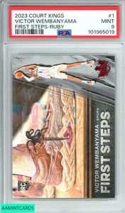 Panini Court Kings Victor Wembanyama #1 2023 primer paso - rubí 96 de 149 radiocontrol PSA 9 - Imagen 1 de 3