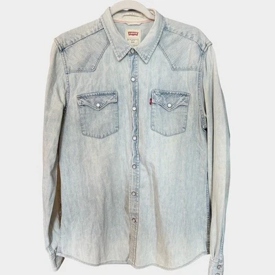 Levi's Men's Slim Fit Light Blue Cotton Button Down Shirt Sz L - Image 1 of 4
