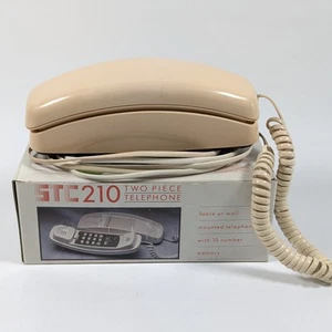 1980s / 90s STC 210 Beige Corded Analogue Telephone Retro & Collectable - Picture 1 of 15