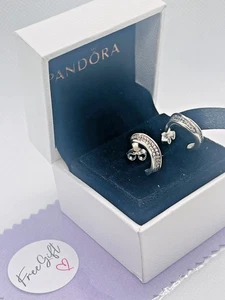 ELEGANT WAVES Authentic PANDORA 925 Silver Earring HOOPS BRAND NEW w/ Box - Picture 1 of 11
