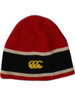 CANTERBURY Mens Graphic Knit Beanie Hat One Size Red Colourblock Acrylic D311 - image 1 of 3