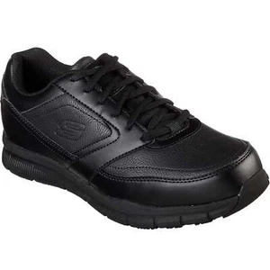 Skechers Mens 77156 Nampa Memory Foam Slip Resistant Black Lace Up Work Shoes - Picture 1 of 1
