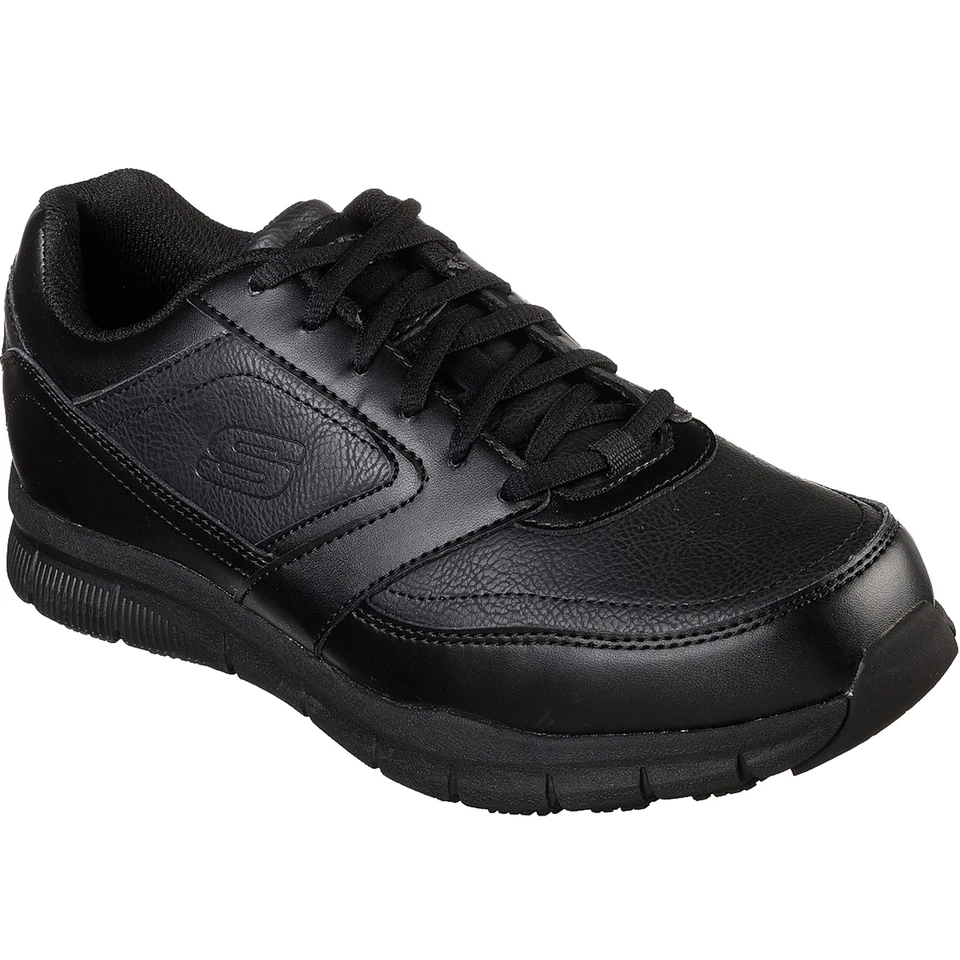 Skechers Mens 77156 Nampa Memory Foam Slip Resistant Black Lace Up Work Shoes - Image 1 of 1
