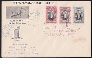 TONGA 1937 Valori Giubileo su copertina posta latta FDC........................D1395 - Foto 1 di 2