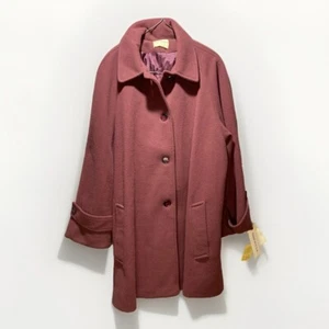 Vintage Tracey Richards Burgundy PeaCoat Women's Size Large Made in USA - Picture 1 of 16