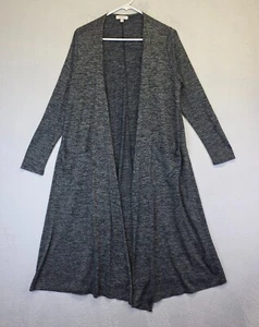 LuLaRoe Maxi Duster Cardigan Womens M Gray Open Front Stretch Pockets Sweater - Picture 1 of 17