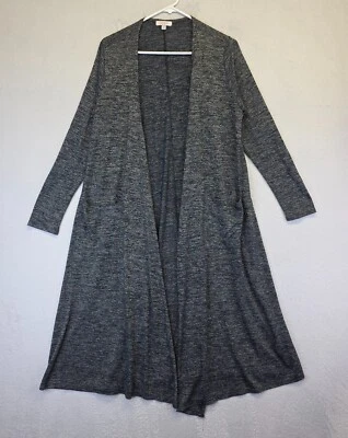 Cárdigan LuLaRoe Maxi Plumero Mujer M Gris Frente Abierto Bolsillos Elásticos Suéter Foto 1 de 4